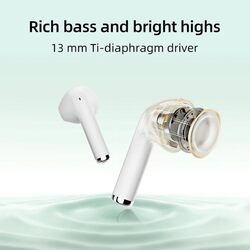 سماعات أذن QCY T29 Ailybuds Lite لاسلكية حقًا مع تصميم قوس بيونيك، اتصال بلوتوث قوي 53، عمر البطارية 28 ساعة، 68 مللي ثانية، زمن استجابة منخفض، أبيض